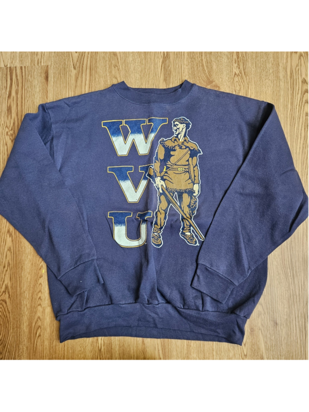 Vintage WVU West Virginia Mountaineers Crewneck Sweatshirt Tultex Large Navy